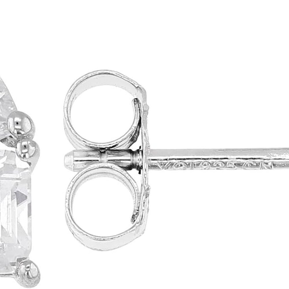 White Cubic Zirconia Stud Earrings Women 6.04 CTTW Rhodium Silver Gift